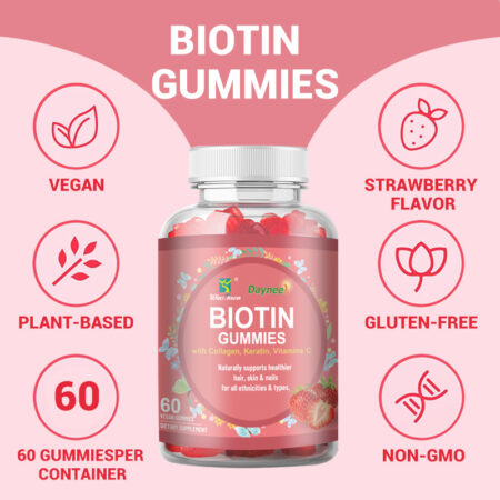 Biotin Gummies for Hair Growth, Skin & Nails – 60 Vegan Gummies